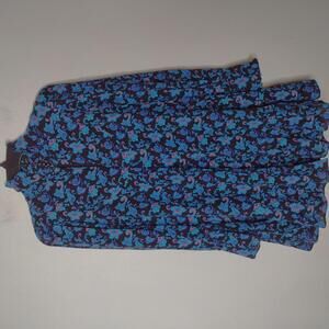 NWOT Nanette Lepore Women's Black/Blue Floral/100% Silk Dress Size 0